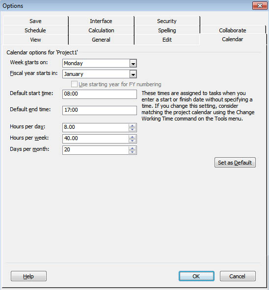 ms project add holidays